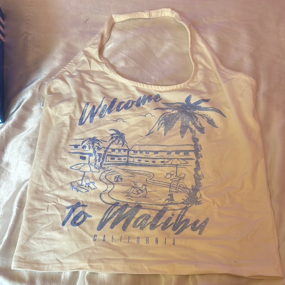 Welcome to Malibu Graphic Tank Top - Cream